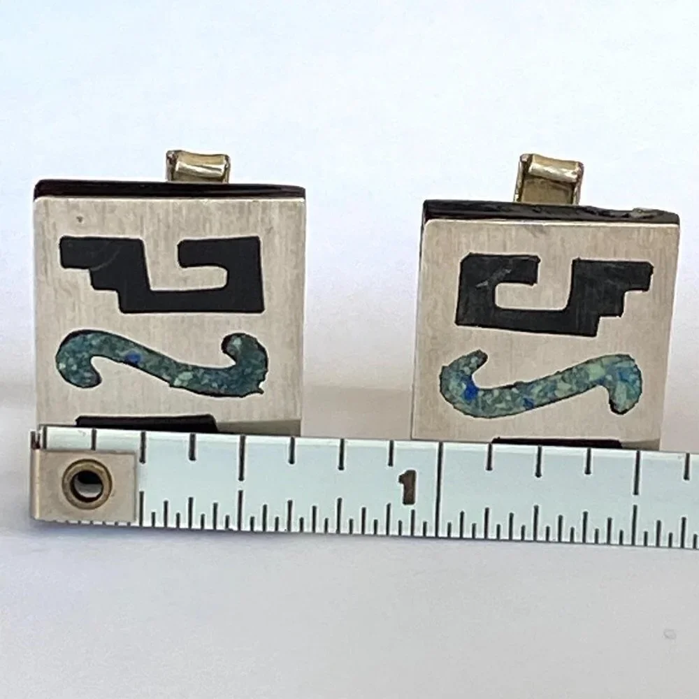 VTG Taxco Mexico Sterling 925 Onyx Cuff links AAB